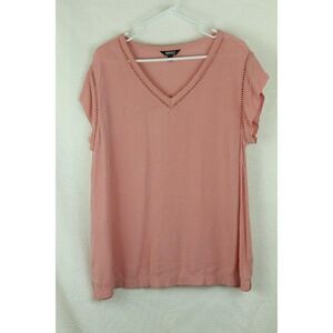 Buffalo David Bitton Womens Top Short Sleeves Pink Large